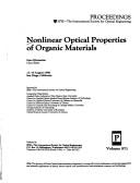 Cover of: Nonlinear optical properties of organic materials: 17-19 August 1988, San Diego, California