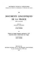 Cover of: Documents linguistiques de la France (série franc̜aise).