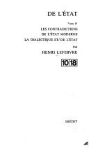 Cover of: De l'Etat. by Henri Lefebvre