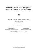 Cover of: Corpus des inscriptions de la France médiévale.