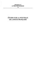 Cover of: Études sur la nouvelle de langue française