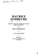 Cover of: Maurice Fombeure by présentation, choix de textes, bibliographie par Jean Rousselot.