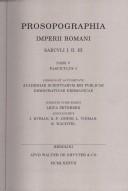 Cover of: Prosopographia Imperii Romani saec. I, II, III.