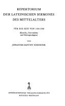 Cover of: Repertorium der lateinischen Sermones des Mittelalters, für die Zeit von 1150-1350