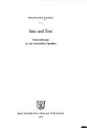 Cover of: Satz und Text: Untersuchungen zu vier romanischen Sprachen