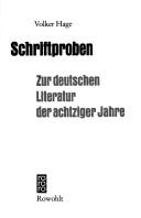 Cover of: Schriftproben: zur deutschen Literatur der achtziger Jahre