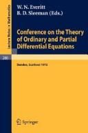 Cover of: Conference on the theory of ordinary and partial differential equations, held in Dundee, Scotland, March 28-31, 1972