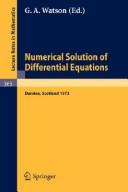 Conference on the Numerical Solution of Differential Equations by Conference on the Numerical Solution of Differential Equations (1973 Dundee)
