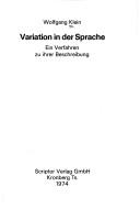Cover of: Variation in der Sprache: Ein Verfahren zu ihrer Beschreibung.
