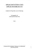 Cover of: Sprachsystem und Sprachgebrauch: Festschrift für Hugo Moser zum 65. Geburtstag