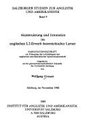 Cover of: Akzentuierung und Intonation im englischen L2-Erwerb österreichischer Lerner....