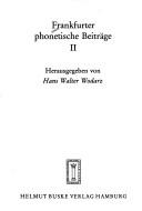 Cover of: Frankfurter phonetische Beiträge