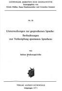 Cover of: Untersuchungen zur gesprochenen Sprache by Barbara Wackernagel-Jolles