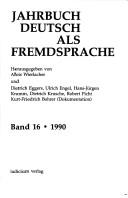 Jahrbuch Deutsch als Fremdsprache by Alois Wierlacher