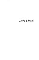 Cover of: Studies in Honor of Bruce W. Wardropper (Juan de La Cuesta Hispanic Monographs)