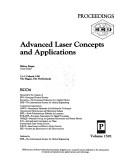 Cover of: Advanced laser concepts and applications: 12-13 March 1991, The Hague, The Netherlands : ECO4