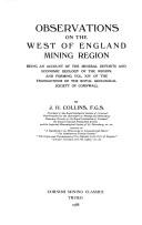 Cover of: Observations on the West of England mining region.