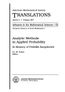 Cover of: Analytic methods in applied probability: in memory of Fridrikh Karpelevich
