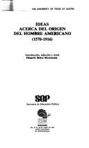 Cover of: Ideas acerca del origen del hombre americano (1570-1916)