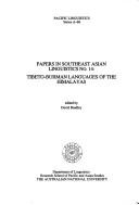 Cover of: Papers in Southeast Asian linguistics. by edited by David Bradley.