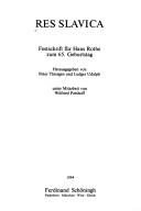Cover of Res Slavica