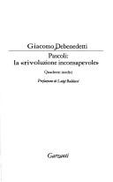 Cover of: Pascoli, la "rivoluzione inconsapevole": quaderni inediti