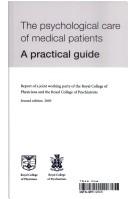 Cover of: The psychological care of medical patients: a practical guide