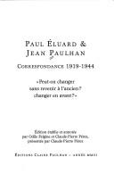 Cover of: Correspondance 1919-1944: peut-on changer sans revenir à l'ancien ? changer en avant ?