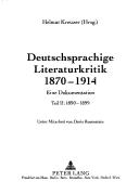 Cover of: Deutschsprachige Literaturkritik, 1870-1914 by Helmut Kreuzer, Hrsg. ; unter Mitarbeit von Doris Rosenstein