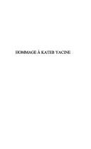 Cover of: Hommage à Kateb Yacine