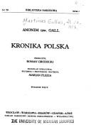 Cover of: Kronika polska by Gallus Anonymus