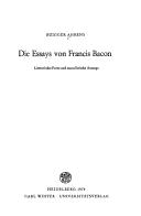 Cover of: Essays von Francis Bacon: literarische Form und moralistische Aussage