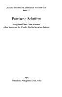 Cover of: Poetische Schriften. by 