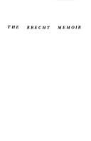 Cover of: The Brecht Memoir (PAJ Books)