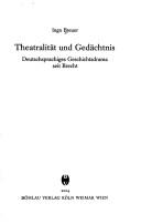 Cover of: Theatralität und Gedächtnis by Ingo Breuer