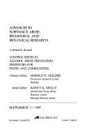 Cover of: Advances in Substance Abuse: Behavioral and Biological Research/Supplement 1/1987 (Advances in Substance Abuse S.)