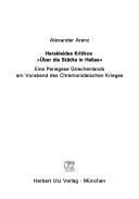 Herakleides Kritikos "Über die Städte in Hellas" by Alexander Arenz