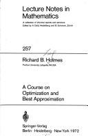 Cover of: A course on optimization and best approximation.