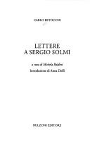 Cover of: Lettere a Sergio Solmi