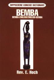 Cover of: Bemba-English English-Bemba Dictionary (Hippocrene Concise Dictionary) | E. Hoch