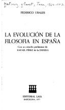 Cover of: evolución de la filosofía en España