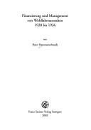 Cover of: Finanzierung und Management von Wohlfahrtsanstalten, 1920 bis 1936 by Peter Hammerschmidt