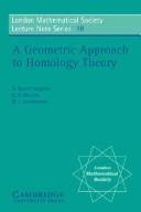 A geometric approach to homology theory by S. Buoncristiano