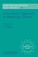 A geometric approach to homology theory by S Buoncristiano