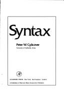 Cover of: Syntax by Peter W Culicover