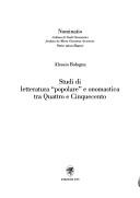 Cover of: Studi di letteratura popolare e onomastica tra Quattro e Cinquecento