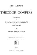 Festschrift Theodor Gomperz by Moritz von Schwind