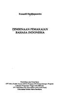 Cover of: Pembinaan pemakaian bahasa Indonesia