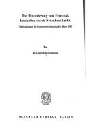 Cover of: Die Finanzierung von Eventualhaushalten durch Notenbankkkredit: Erfahrungen aus der Rezessionsbekämpfung des Jahres 1967.