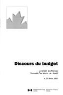 Cover of: Budget speech
